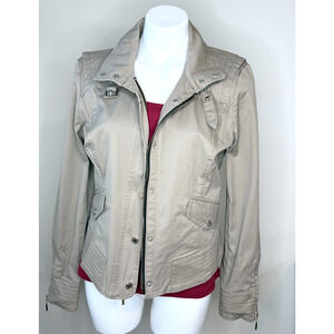 White House Black Market Beige Utility/Moto Style Jacket Size 14